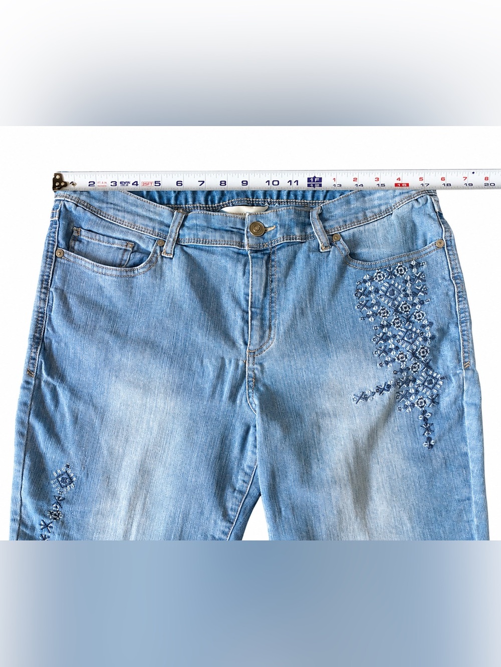 Christopher & Banks Light Blue Jeans Embroidered 12 - Picture 2 of 8